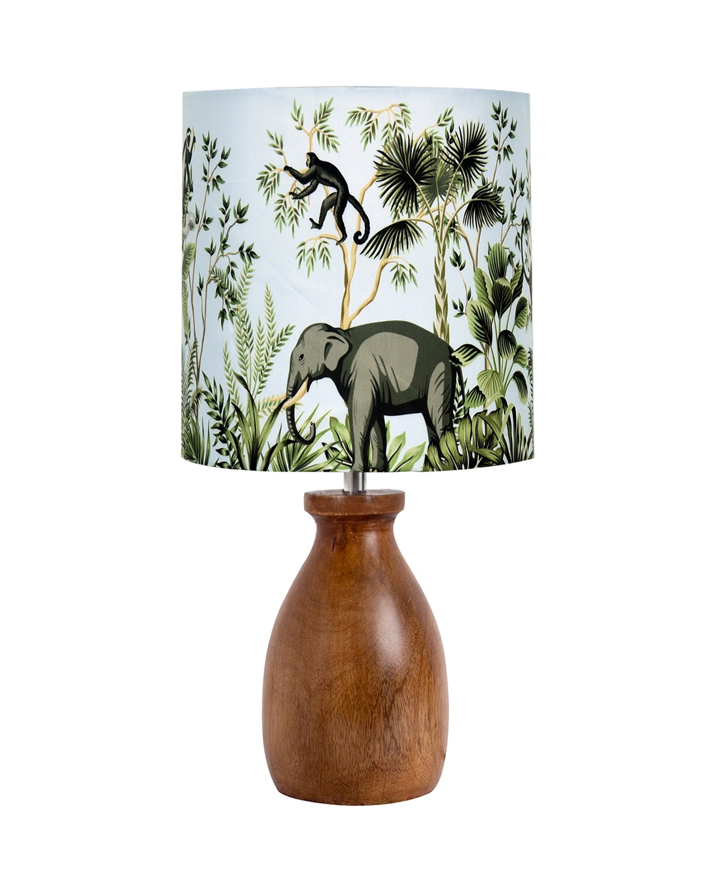 Dovel Pot Modern Table Lamp, Wooden Base Modern Fabric Lampshade for Home Office Cafe Restaurant