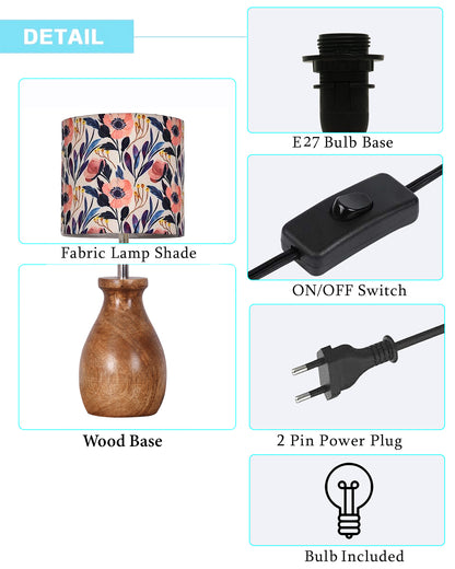 Homesake® Dovel Pot Modern Table Lamp, Wooden Base Modern Fabric Lampshade for Home Office Cafe Restaurant, Dovel Pot, Rabbit