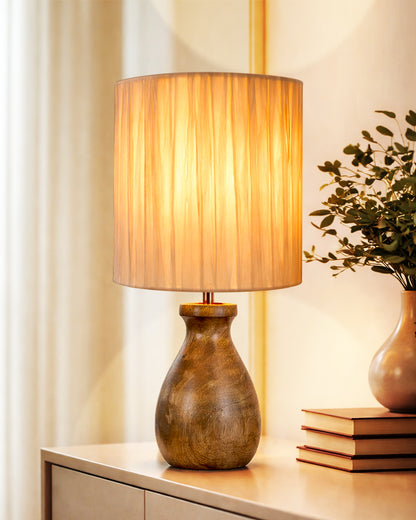 Homesake® Dovel Pot Modern Table Lamp, Wooden Base Modern Fabric Lampshade for Home Office Cafe Restaurant, Dovel Pot, Rabbit