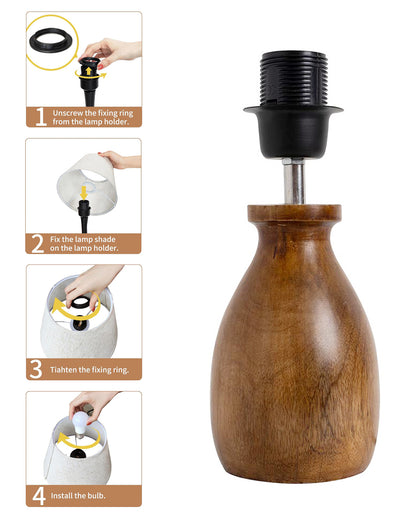 Homesake® Dovel Pot Modern Table Lamp, Wooden Base Modern Fabric Lampshade for Home Office Cafe Restaurant, Dovel Pot, Rabbit