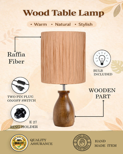 Homesake® Dovel Pot Modern Table Lamp, Wooden Base Modern Fabric Lampshade for Home Office Cafe Restaurant, Dovel Pot, Rabbit