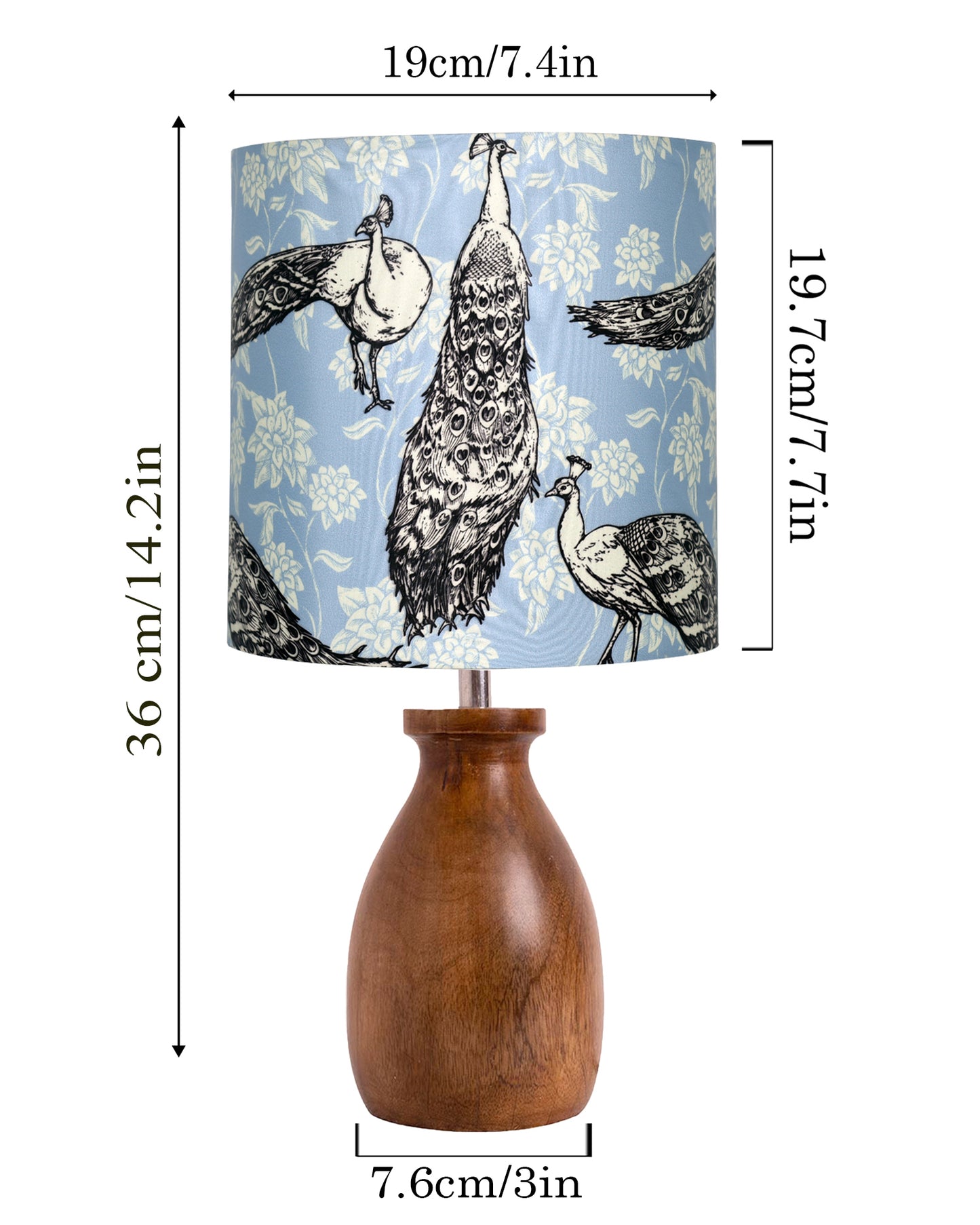 Dovel Pot Modern Table Lamp, Wooden Base Modern Fabric Lampshade for Home Office Cafe Restaurant