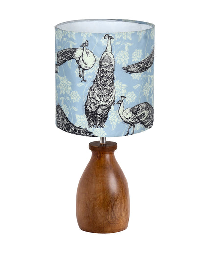 Dovel Pot Modern Table Lamp, Wooden Base Modern Fabric Lampshade for Home Office Cafe Restaurant