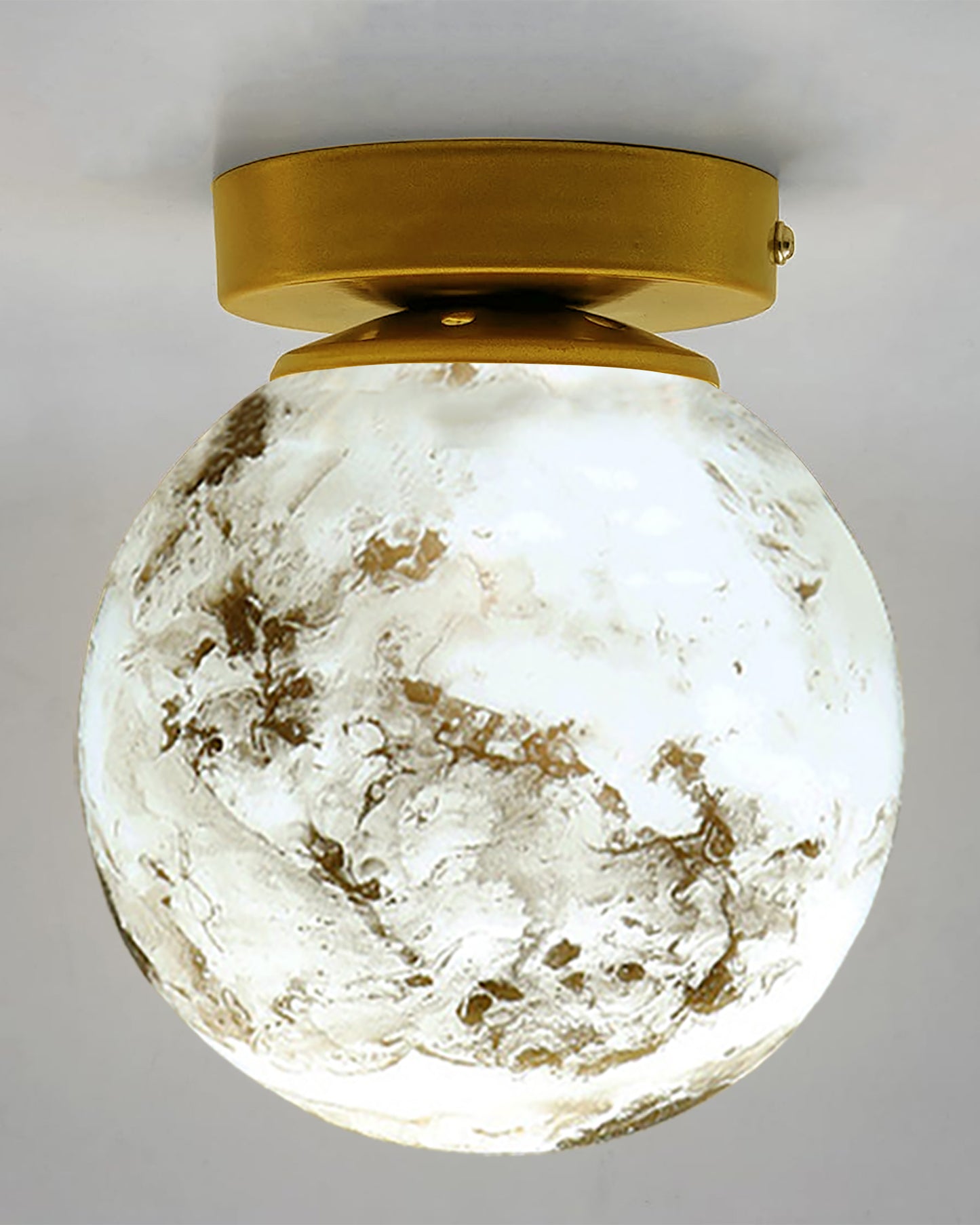 Mid Century Modern Bubble Flush Mount Ceiling Lighting Fixture, Gold Flush Mount Lamp, 6" Glass Globe Shade
