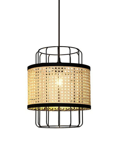 10" Hand Woven Natural Rattan Cane Webbing Wicker Pendant Light Fixtures, Boho Pendant Lights with Rattan Basket Shade for Farmhouse Kitchen Island Dining Room Living Room