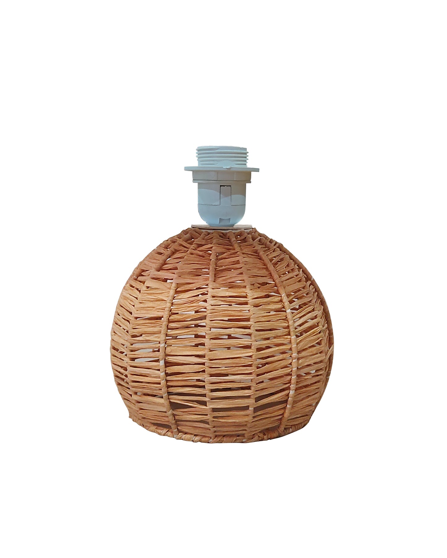 Raffia Rattan Table Lamp, Small Nightstand Lamp with Linen Fabric Lampshade, Desk Lamp Bedside Lamp for Living Room Home Office Round