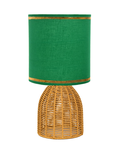 Homesake® Raffia Rattan Table Lamp with Fabric Shade, Small Nightstand Lamp, Natural Wicker Bedside Lamp for Bedroom, Living Room, Study & Home Décor, Livra Collection | E27 Holder