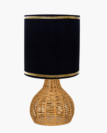 Homesake® Raffia Rattan Table Lamp, Small Nightstand Lamp with Linen Fabric Lampshade, Bedside Lamp for Bedroom, Living Room, Study & Livra Home Décor | Warm Ambient Lighting (Spinning, Jute)