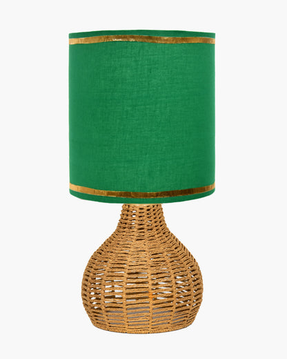 Homesake® Raffia Rattan Table Lamp, Small Nightstand Lamp with Linen Fabric Lampshade, Bedside Lamp for Bedroom, Living Room, Study & Livra Home Décor | Warm Ambient Lighting (Spinning, Jute)