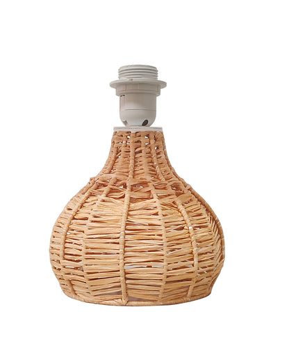 Raffia Rattan Table Lamp, Small Nightstand Lamp with Linen Fabric Lampshade, Desk Lamp Bedside Lamp for Living Room Home Office , Spinning