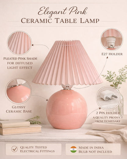 Bedside White Ceramic Table Lamp, Classic Desk lamp for Living Room Bedroom, Farmhouse Nightstand Lamps Round with Jute Pleated Shade