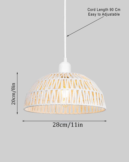 Woven Boho Macrame Pendant Light, Boho Hanging Lamp Kitchen Island, Farmhouse Coastal Wicker Adjustable Chandeliers Basket Light Fixture for Dining Room Kitchen Island.