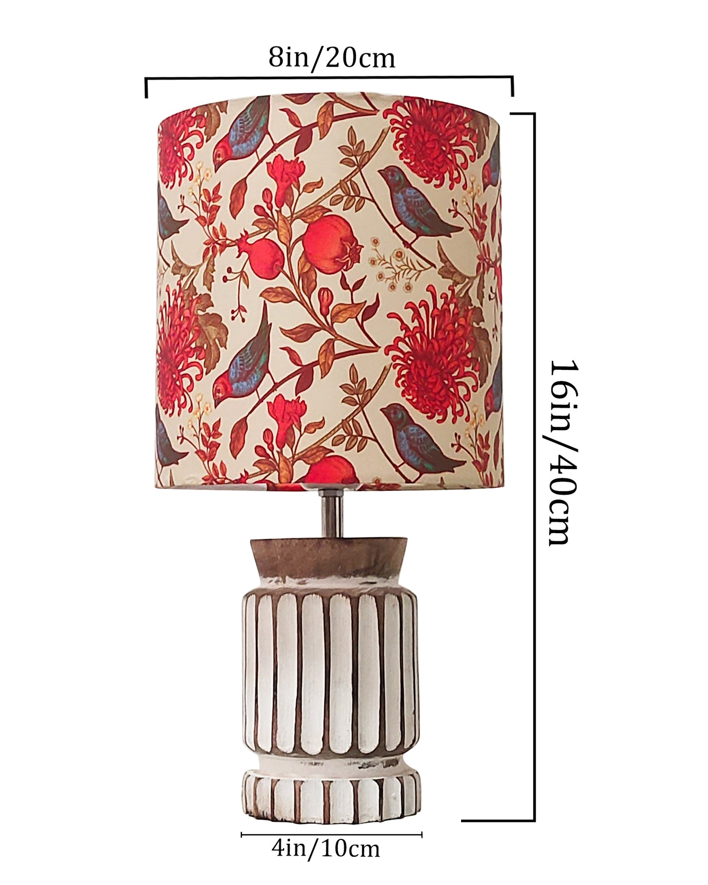 Retro Farmhouse Table Lamp for Living Room Bedroom Rustic Linen Bedside Nightstand Lamps for Kids Room Study Office Wood, Carved Cylinder.