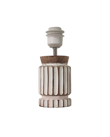 Retro Farmhouse Table Lamp for Living Room Bedroom Rustic Linen Bedside Nightstand Lamps for Kids Room Study Office Wood, Carved Cylinder.