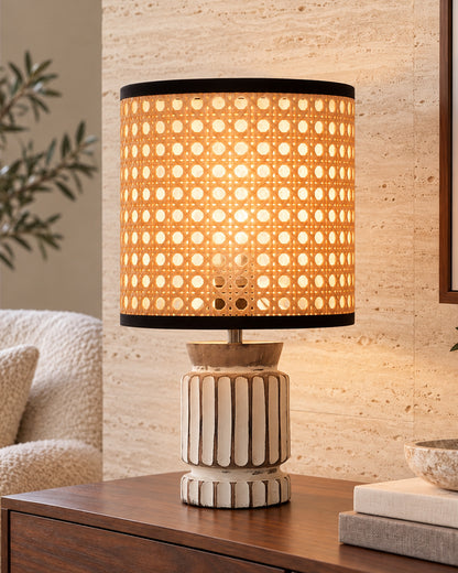 Homesake® Retro Farmhouse Table Lamp Wooden Base for Living Room Bedroom Rustic Linen Bedside Nightstand Lamps for Kids Room Study Office Home Decor Metal Shade