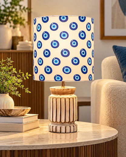 Homesake® Retro Farmhouse Table Lamp Wooden Base for Living Room Bedroom Rustic Linen Bedside Nightstand Lamps for Kids Room Study Office Home Decor Metal Shade
