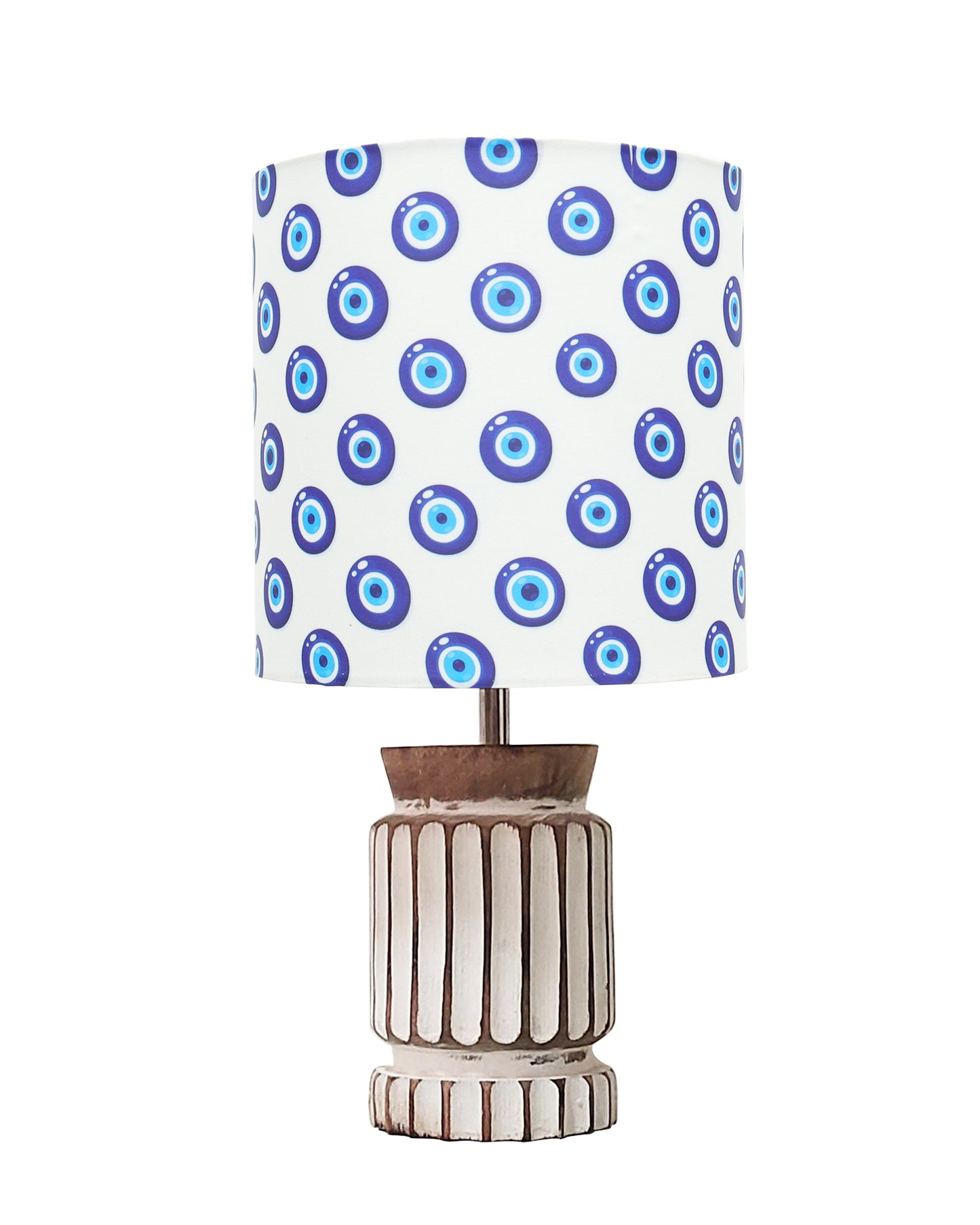Retro Farmhouse Table Lamp for Living Room Bedroom Rustic Linen Bedside Nightstand Lamps for Kids Room Study Office Wood, Carved Cylinder.