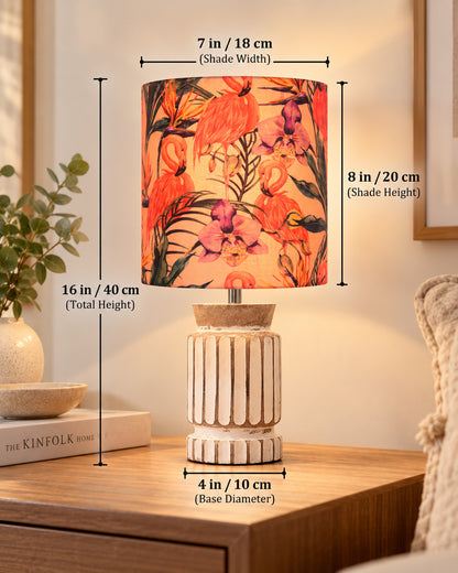 Homesake® Retro Farmhouse Table Lamp Wooden Base for Living Room Bedroom Rustic Linen Bedside Nightstand Lamps for Kids Room Study Office Home Decor Metal Shade