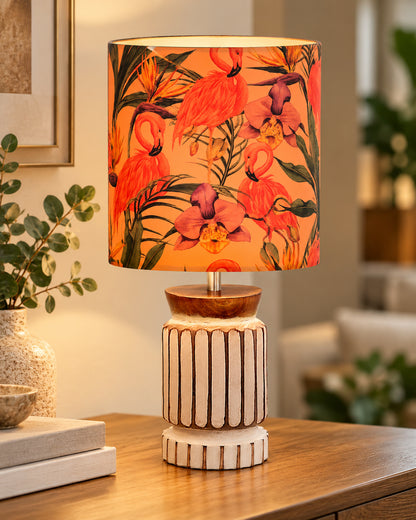 Homesake® Retro Farmhouse Table Lamp Wooden Base for Living Room Bedroom Rustic Linen Bedside Nightstand Lamps for Kids Room Study Office Home Decor Metal Shade