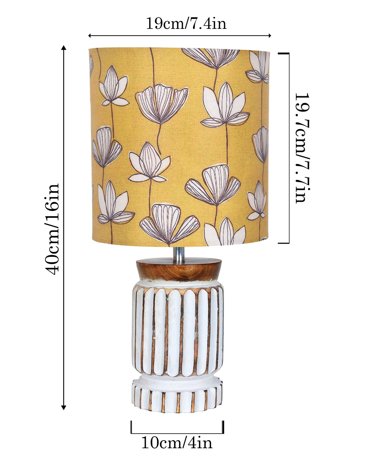 Retro Farmhouse Table Lamp for Living Room Bedroom Rustic Linen Bedside Nightstand Lamps for Kids Room Study Office Wood, Carved Cylinder.