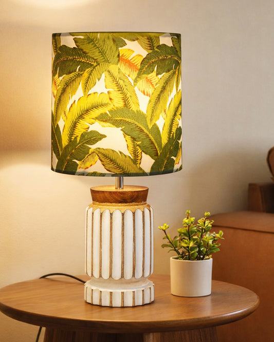 Homesake® Retro Farmhouse Table Lamp Wooden Base for Living Room Bedroom Rustic Linen Bedside Nightstand Lamps for Kids Room Study Office Home Decor Metal Shade
