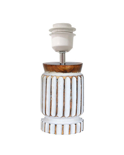 Retro Farmhouse Table Lamp for Living Room Bedroom Rustic Linen Bedside Nightstand Lamps for Kids Room Study Office Wood, Carved Cylinder.