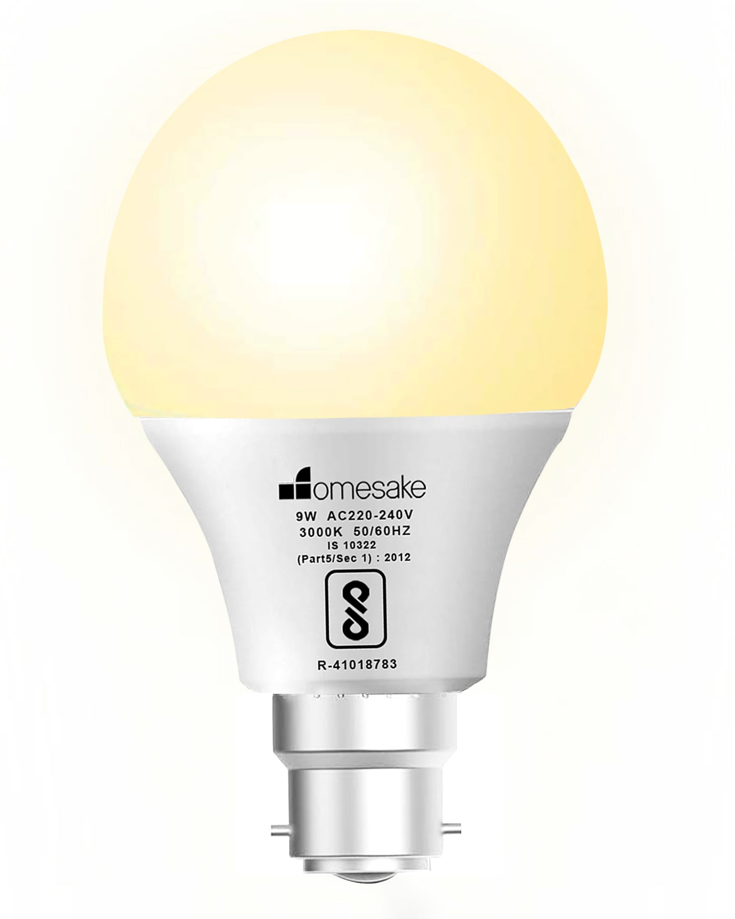 Homesake® B22 Light Bulbs Cool White 6000K 9W Standard Edison Base Bulb,for Bedroom Living Room, Energy Saving LED Light Bulb for Home, Office & Study Room