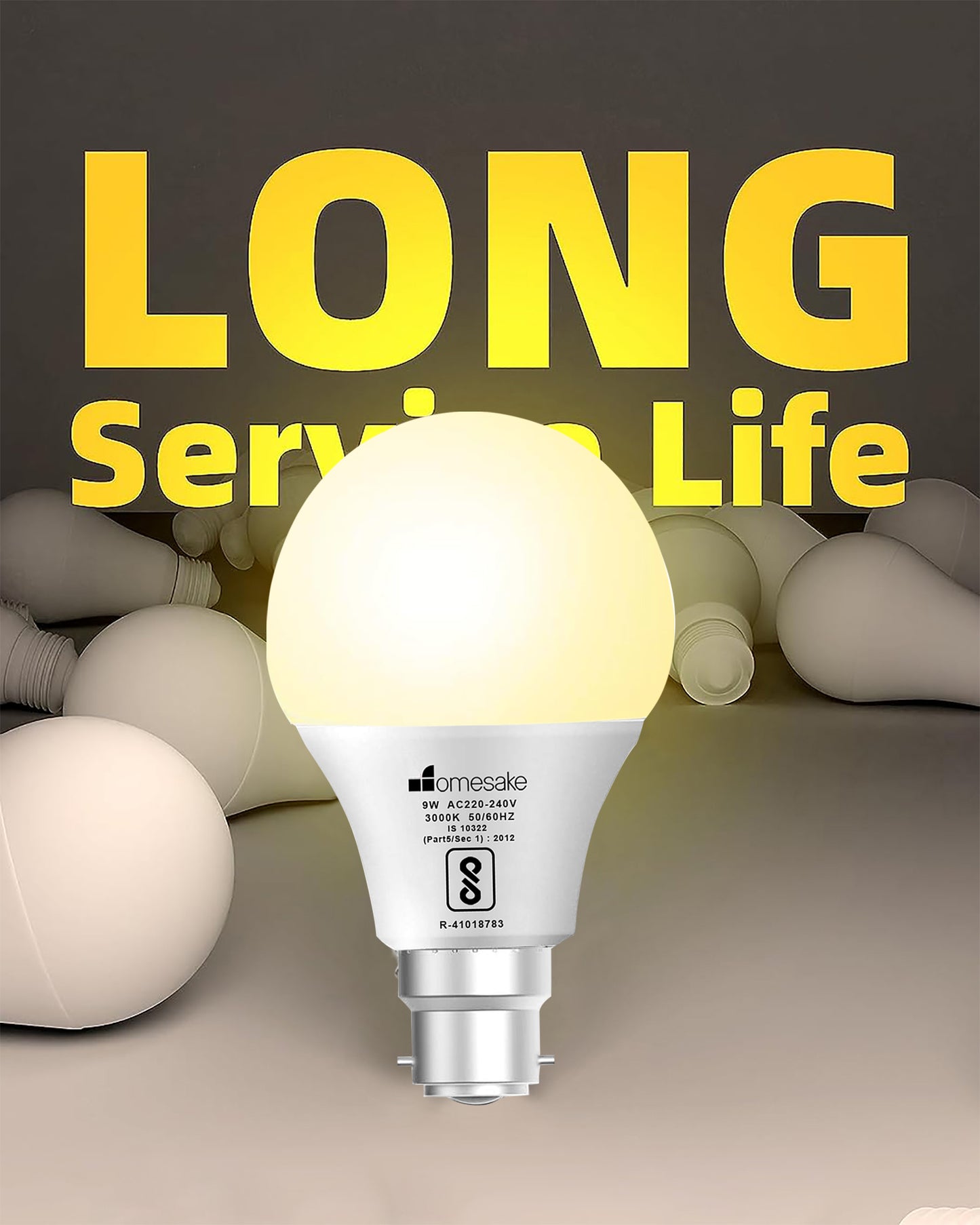 Homesake® B22 Light Bulbs Cool White 6000K 9W Standard Edison Base Bulb,for Bedroom Living Room, Energy Saving LED Light Bulb for Home, Office & Study Room