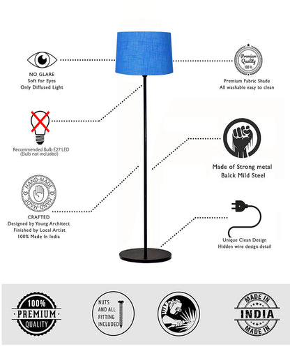 Homesake® Modern Floor Lamp for Living Room Traditional Farmhouse Boho Floor Lamp Mid-Century Pole Lamp, Linen Lamp Shade Side Standing Lamps | Corner Lamp Light | Hall Bedroom Office, Pleated White