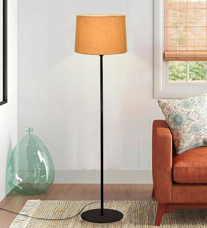 Homesake® Modern Floor Lamp for Living Room Traditional Farmhouse Boho Floor Lamp Mid-Century Pole Lamp, Linen Lamp Shade Side Standing Lamps | Corner Lamp Light | Hall Bedroom Office, Pleated White