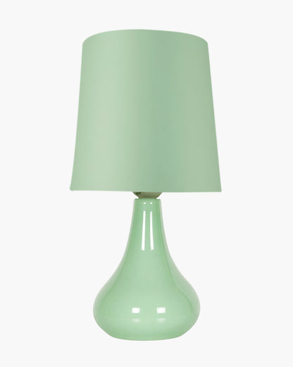 Bedside Ceramic Table Lamp, Classic Desk lamp for Living Room Bedroom, Farmhouse Nightstand Lamps Teardrop with Sage Fabric Shade