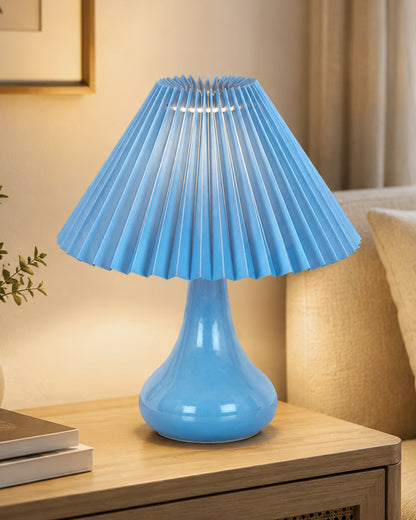 Bedside Ceramic Table Lamp, Classic Desk lamp for Living Room Bedroom, Farmhouse Nightstand Lamps Teardrop with Sage Fabric Shade