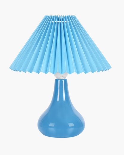 Bedside Ceramic Table Lamp, Classic Desk lamp for Living Room Bedroom, Farmhouse Nightstand Lamps Teardrop with Sage Fabric Shade