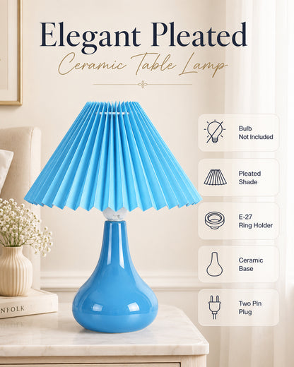 Bedside Ceramic Table Lamp, Classic Desk lamp for Living Room Bedroom, Farmhouse Nightstand Lamps Teardrop with Sage Fabric Shade