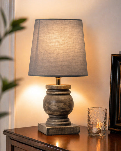 Small Table Lamp for Bedroom Living Room Simple Retro Wood Grain Farmhouse Bedside Lamps Suitable for Nightstand, Gift, Trophy