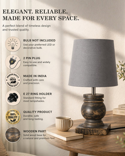 Small Table Lamp for Bedroom Living Room Simple Retro Wood Grain Farmhouse Bedside Lamps Suitable for Nightstand, Gift, Trophy