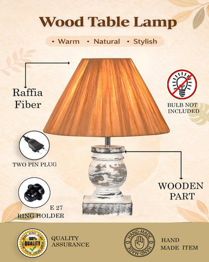 Small Table Lamp for Bedroom Living Room Simple Retro Wood Grain Farmhouse Bedside Lamps Suitable for Nightstand, Gift, Trophy