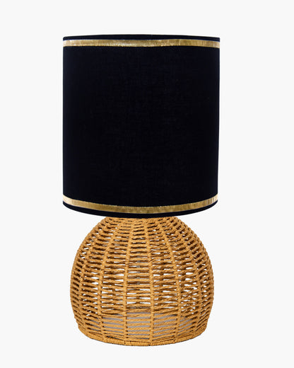 Homesake® Shade Rattan Table Lamp for Bedroom & Living Room, Natural Wicker Bedside Lamp for Bedroom, Living Room & Home Décor, E27 Holder, Livra, Scandinavian, Minimal Style Lighting (Round, Jute)