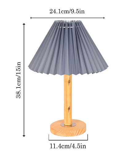 Pinewood Table Lamps for Nightstand, Fabric Linen Lampshade Desk Lamp, Morden Minimalist Bedside Lamps, Bedroom Nightstand Lamp Living Room,Kids Room
