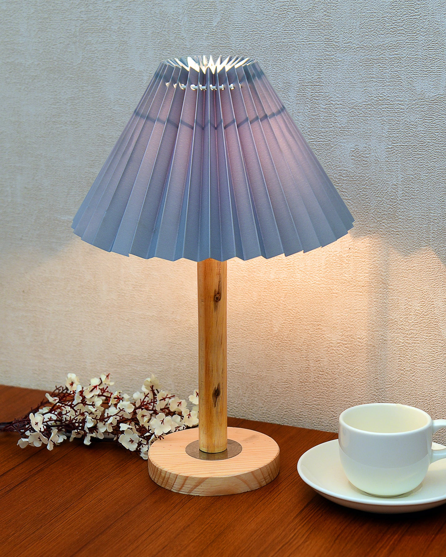 Pinewood Table Lamps for Nightstand, Fabric Linen Lampshade Desk Lamp, Morden Minimalist Bedside Lamps, Bedroom Nightstand Lamp Living Room,Kids Room