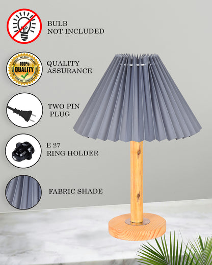 Pinewood Table Lamps for Nightstand, Fabric Linen Lampshade Desk Lamp, Morden Minimalist Bedside Lamps, Bedroom Nightstand Lamp Living Room,Kids Room