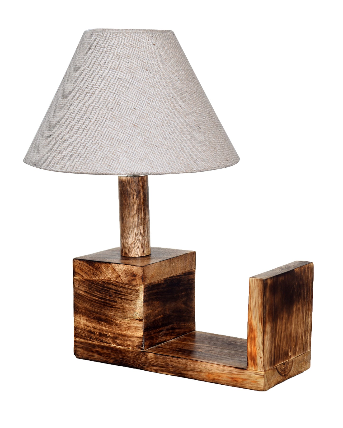 Rustic Book Shelf Table Lamp Bedside Antique Desk Lamps for Living Bedroom Study Night Desk Lamp E27 Holder, Fabric Shade