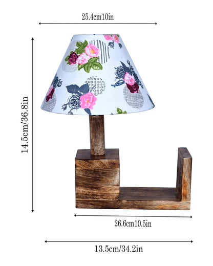 Rustic Book Shelf Table Lamp Bedside Antique Desk Lamps for Living Bedroom Study Night Desk Lamp E27 Holder, Fabric Shade