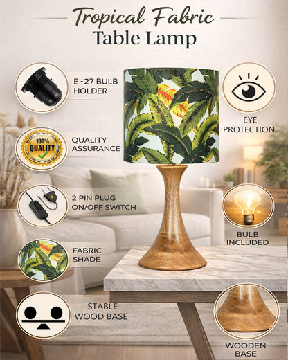 Rustic Sandbox Table Lamp Bedside Wooden Desk Lamps for Living Bedroom Study Night, House warming Diwali Gift, Fabric Shade