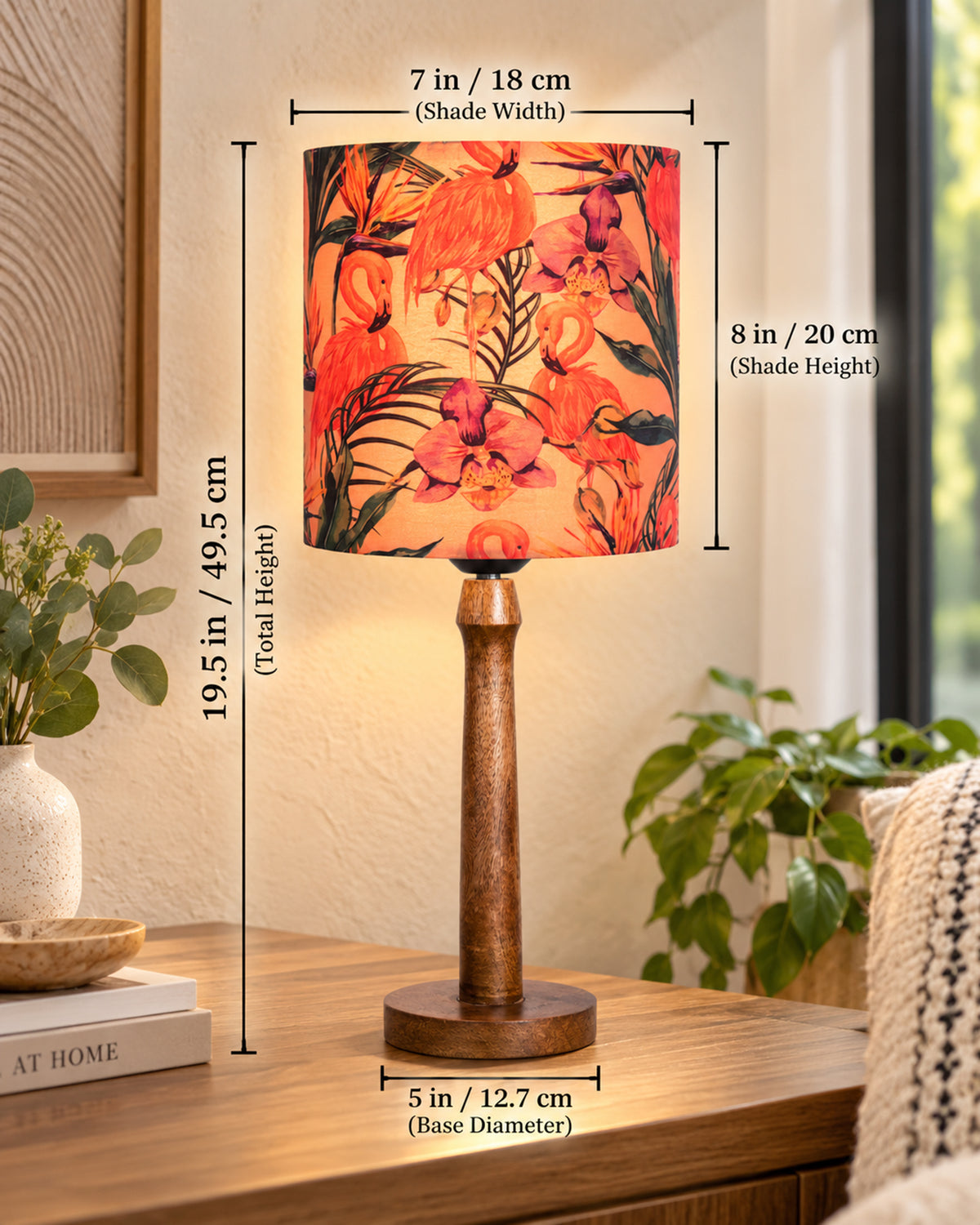 Modern Table Lamp, Wooden Base Modern Fabric Lampshade for Home Office Cafe Restaurant, Nordic Stick,