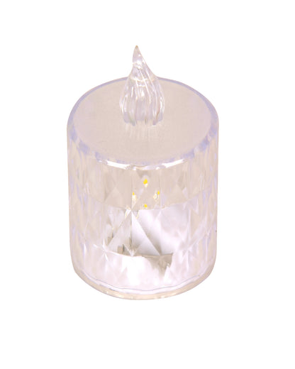 Flameless Crystal Candle, Diamond-Shape Candle, 6 Pieces Tea Lights, Warm White, for Weddings, Tables, Diwali, Christmas (1.5" 3.1")