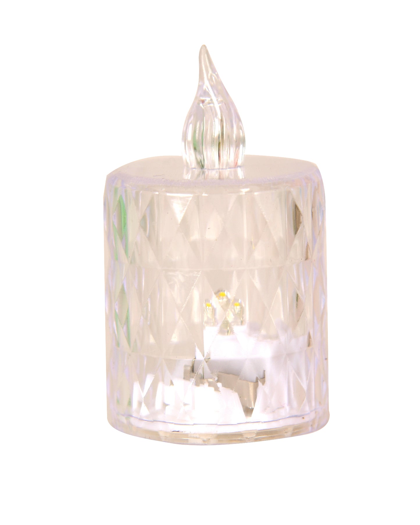 Flameless Crystal Candle, Diamond-Shape Candle, 6 Pieces Tea Lights, Warm White, for Weddings, Tables, Diwali, Christmas (1.5" 3.1")