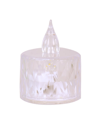 Flameless Crystal Candle, Diamond-Shape Candle, 6 Pieces Tea Lights, Warm White, for Weddings, Tables, Diwali, Christmas (1.5" 3.1")