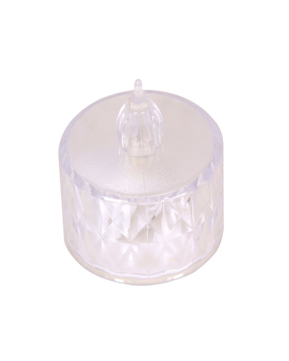 Flameless Crystal Candle, Diamond-Shape Candle, 6 Pieces Tea Lights, Warm White, for Weddings, Tables, Diwali, Christmas (1.5" 3.1")