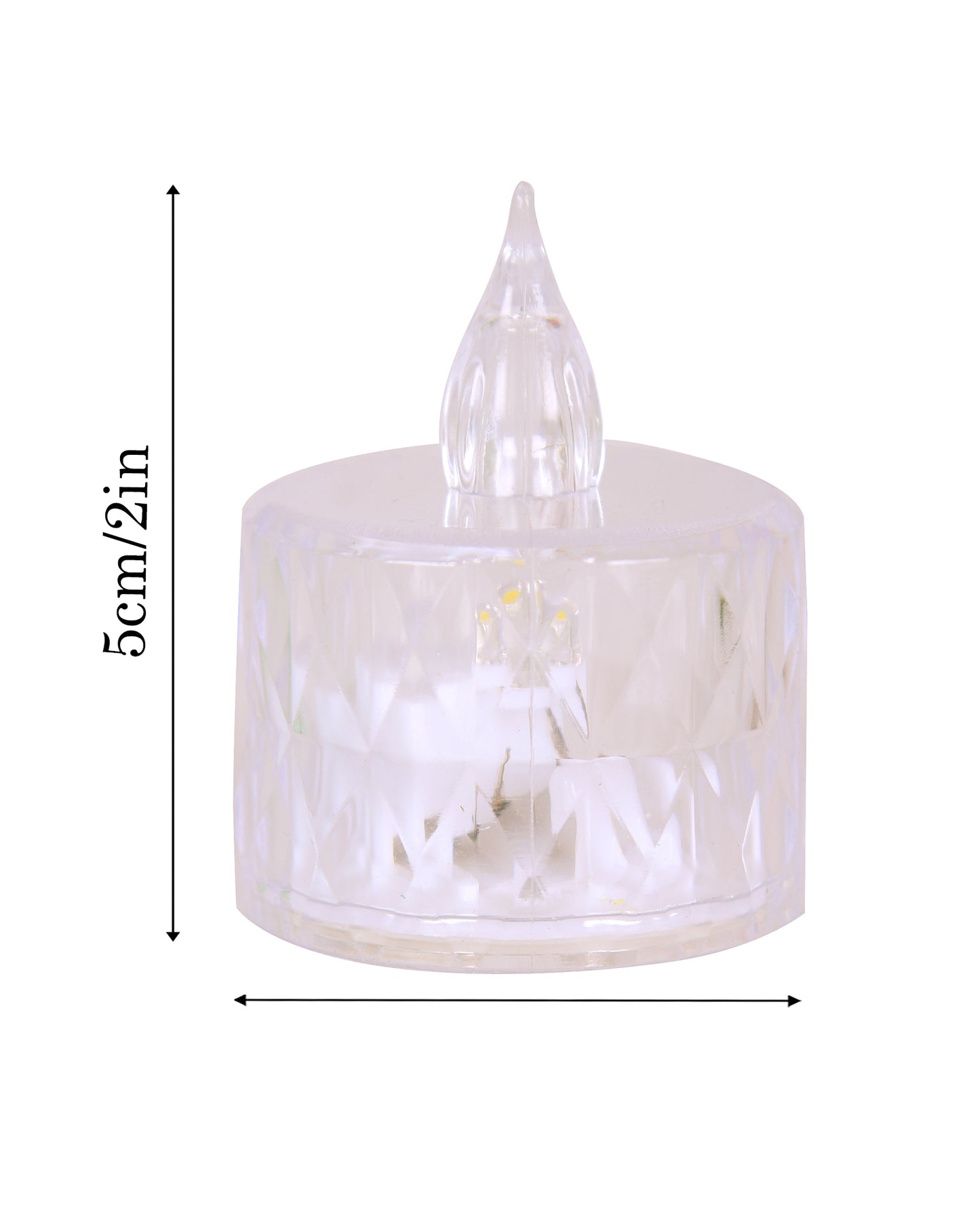 Flameless Crystal Candle, Diamond-Shape Candle, 6 Pieces Tea Lights, Warm White, for Weddings, Tables, Diwali, Christmas (1.5" 3.1")
